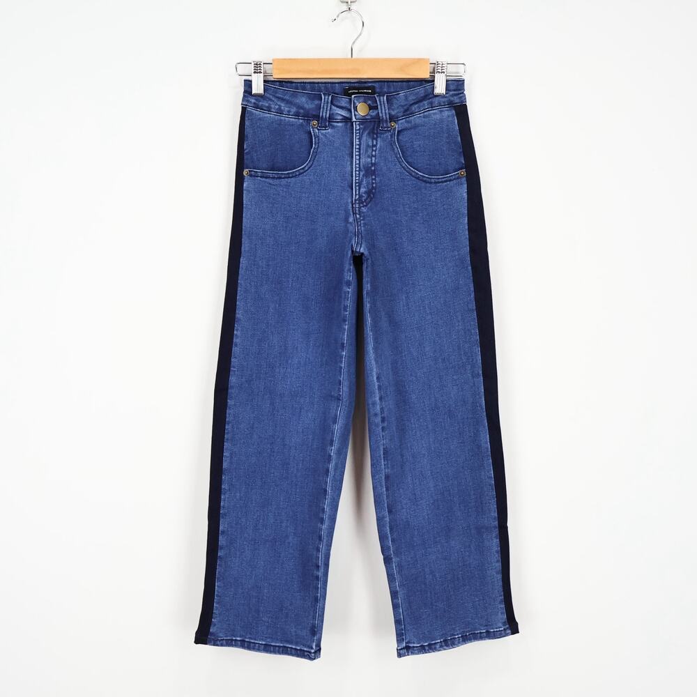 Universal Standard Mira Side Stripe Cropped Jeans Dark Indigo Blue Size 00 NWOT